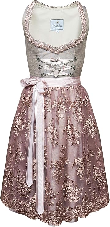 Bild von Edelnice Trachtenmode Exklusives Designer Midi Dirndl Ophelia inkl. Spitzen Dirndlschürze und Charivari Gr. 32-54, Ophelia, 50