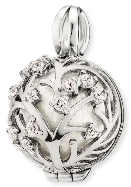 Bild von Engelsrufer Damen Anhänger Lebensbaum aus Sterling Silber - mit austauschbarer Klangkugel - besetzt mit 13 Zirkonia Steinen - Anhänger zum Öffnen - Größe: 25,5 mm