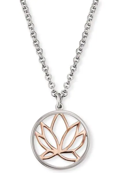 Bild von Engelsrufer Damen-Halskette mit plattiertem Lotusblumen Motiv, Roségold verziert, aus 925er Sterlingsilber, Karabiner-Verschluss, Länge 44 cm, ERN-LILLOTUS-BICOR
