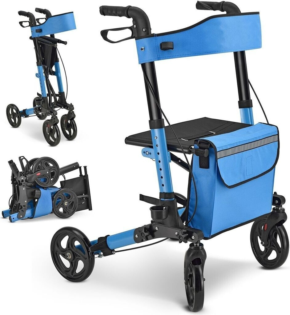 Bild von Juskys Rollator Vital, klappbar, mit Sitz, Einkaufstasche und Gehstockhalterung