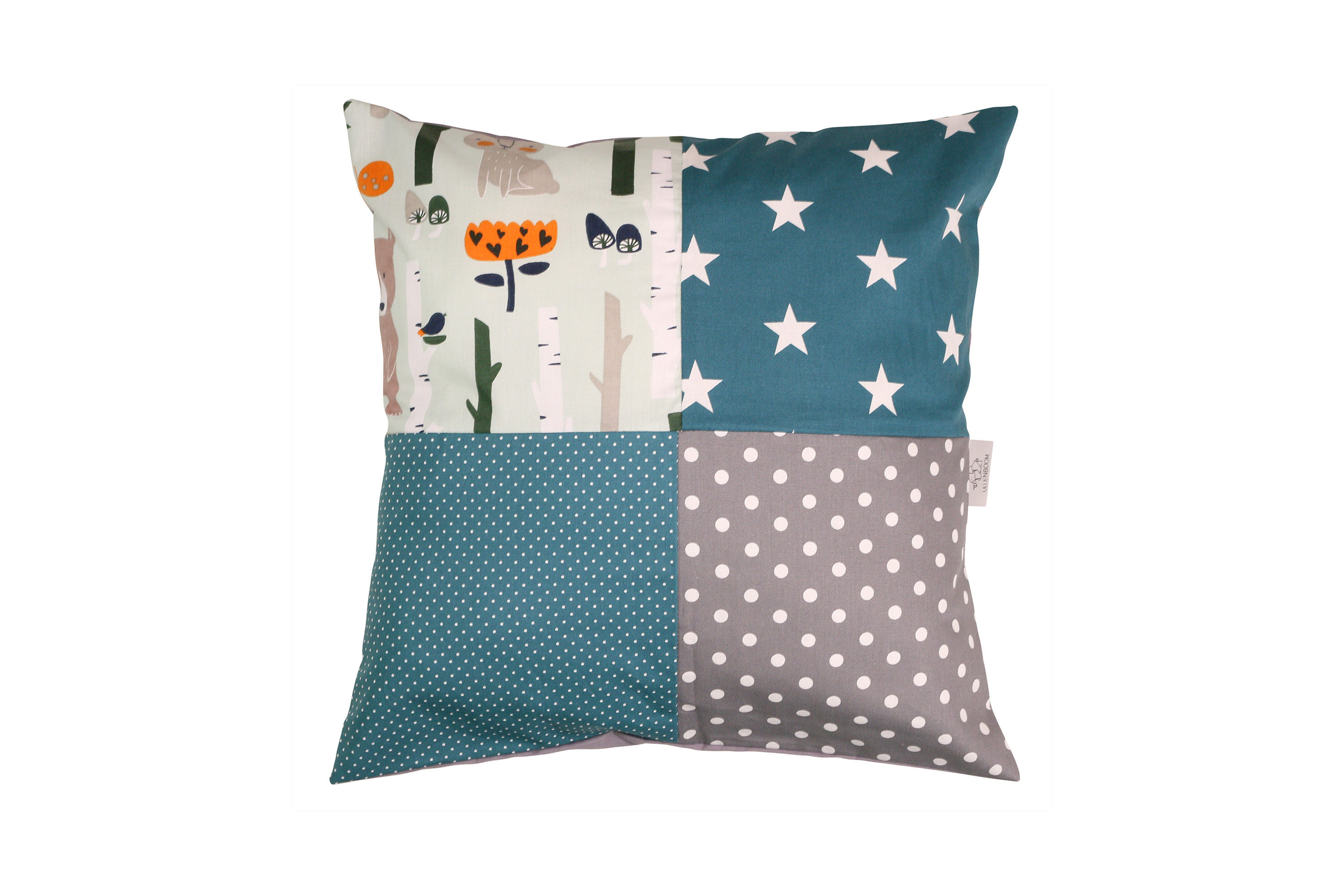 Bild von ULLENBOOMÂ® Kissenbezug 40x40 cm - Patchwork, Waldtiere Petrol - Weicher Stoff 100% Baumwolle - Kopfkissenbezug, KissenhÃ¼lle fÃ¼r Babys