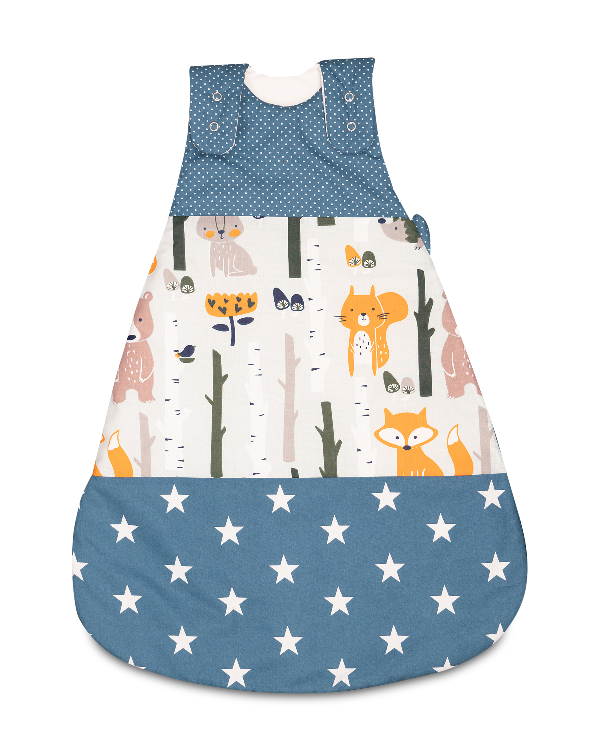 Bild von ULLENBOOM Schlafsack Baby 0-3 Monate, 56/62, OEKO-TEX Materialien, Waldtiere Petrol (Made in EU), 2,5 TOG - Baby Schlafsack Neugeborene - Ganzjährig für Frühling, Herbst und Winter