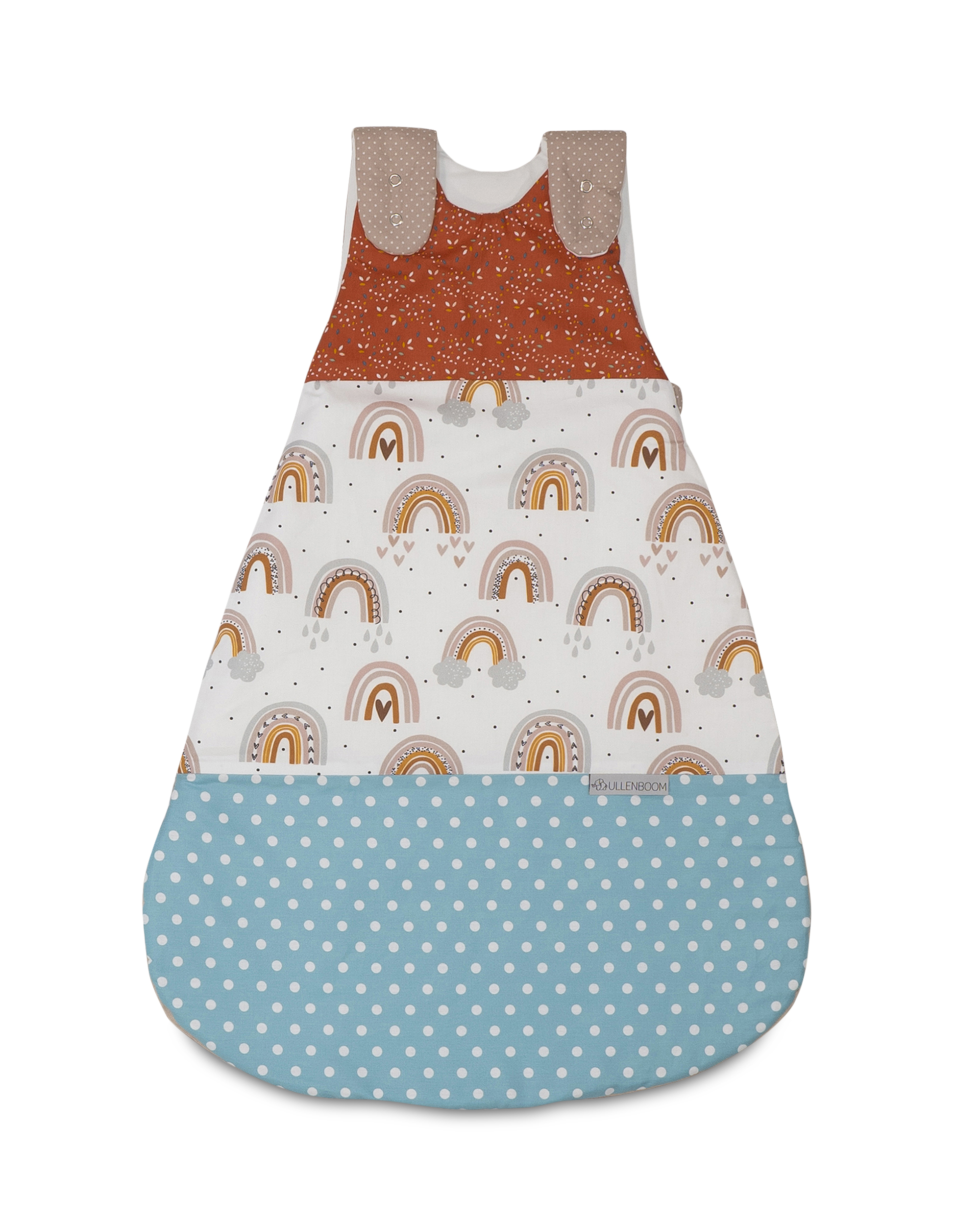 Bild von ULLENBOOMÂ® Baby Schlafsack, 3 verschieden GrÃ¶Ãen - Patchwork, Regenbogen - FÃ¼r FrÃ¼hling, Herbst und Winter, TOG-Wert 2,5 - Ãko & Fair