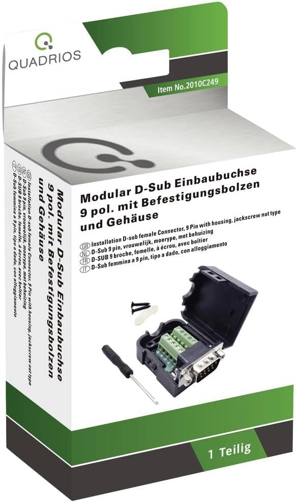 Bild von Quadrios 2010C249 D-SUB Buchse  Polzahl (num): 9 Schrauben 1 Set, Elektronikkabel + Stecker, Schwarz