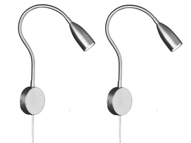Bild von FISCHER & HONSEL LED Leselampe, LED fest integriert, Warmweiß, 2er SET Bett-Leuchten Wand-Montage, Schwanenhals-Lampen dimmbar