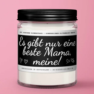 Bild von Mama Duftkerze "Es gibt nur eine beste Mama, meine!" Duft: riesiger Blumenstrauß - Einzelne Kerze