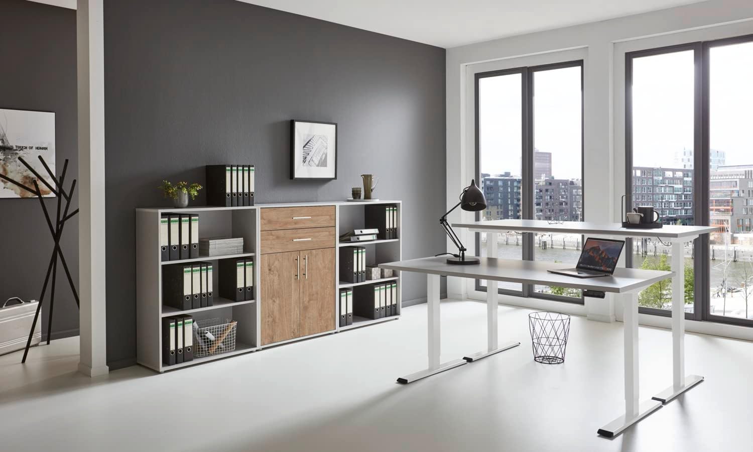 Bild von BMG Möbel Büromöbel-Set e-Tabor Set 14, (Büromöbel-Set 14, elektrisch höhenverstellbarer Schreibtisch + Aktenschränke), stufenlos verstellbar 69-119 cm, mit Memory-Funktion