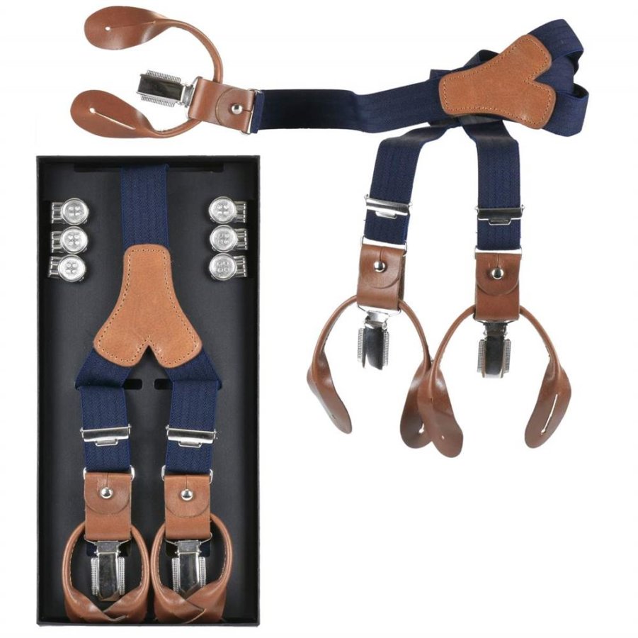 Bild von Lloyd Hosenträger Herren Vintage Retro Style für Männer zum Knöpfen und Clippen 25mm "Casuals", Y-Form, für Jeans, marine