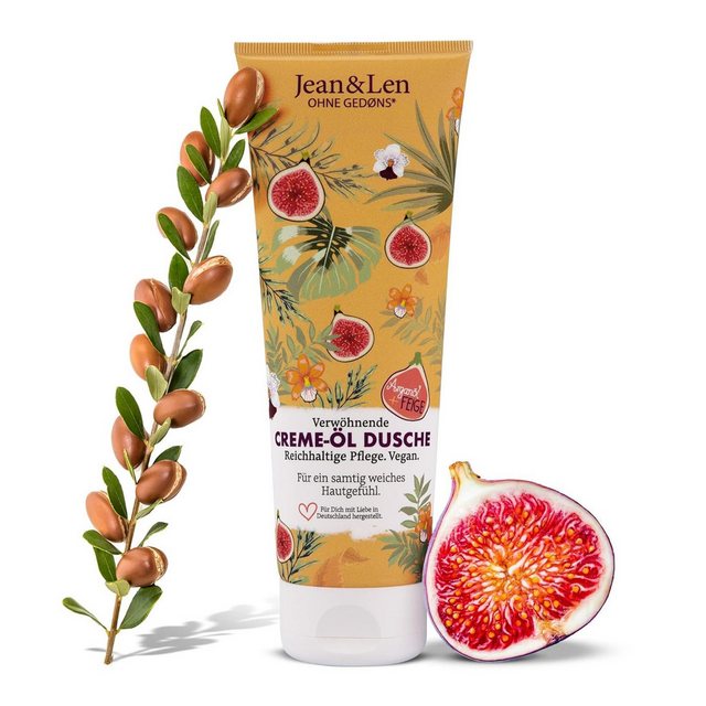 Bild von Jean & Len Verwöhnende Creme-Öl Dusche Arganöl & Feige, geeignet für die tägliche Pflege, Duschgel mit Arganöl und Feigenextrakt, ohne Parabene und Silikone, vegan, 250 ml