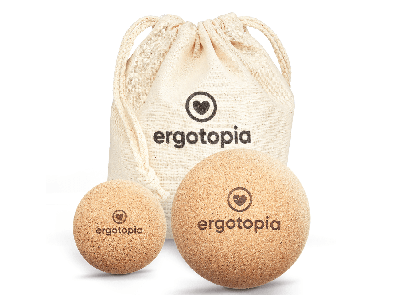 Bild von Ergotopia Massageball Faszienball Set aus antibakteriellem & langlebigem Natur-Kork - nachhaltiger Massageball aus 100% Kork zur gezielten Selbst-Massage von Triggerpunkten & Verspannungen - Faszien Bälle zum Faszien-Training für Anfänger & Fortgeschrittene