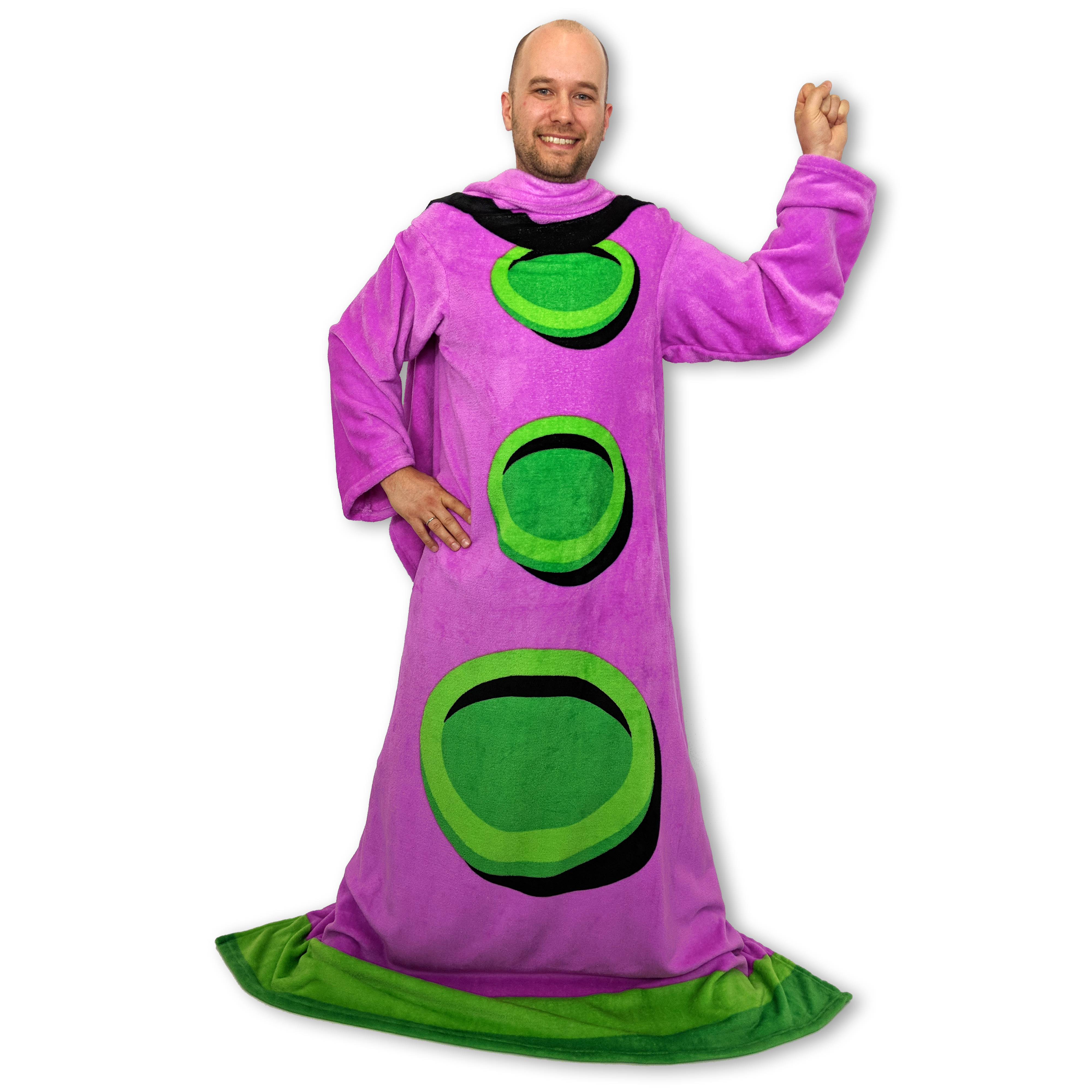Bild von getDigital Purpur Tentakel Ärmeldecke aus Mikrofaser-Fleece - Tragbare Kuscheldecke mit Ärmeln als lustiger Fanartikel zum Retro PC-Spiel Day of the Tentacle - One-Size für Erwachsene 140 x 200 cm