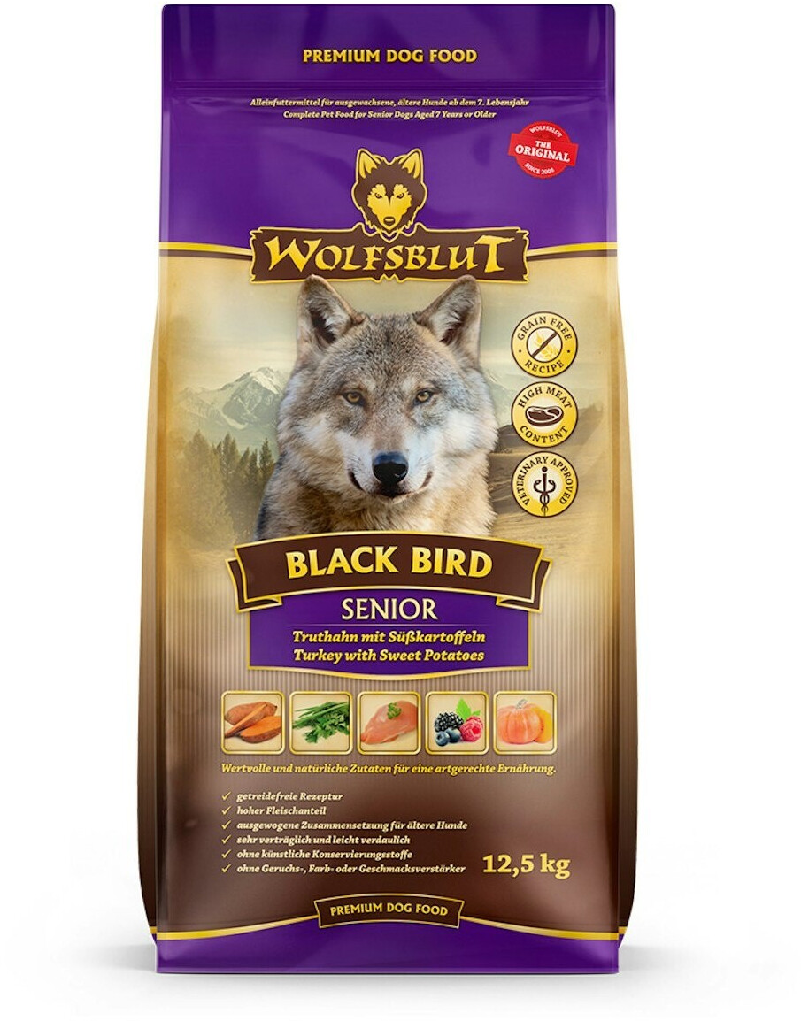 Bild von WOLFSBLUT Black Bird Senior Truthahn mit Süßkartoffel 12,5 Kilogramm Hundetrockenfutter