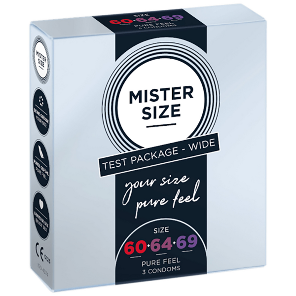 Bild von Pure Feel - Test Package Wide - Condoms 60, 64, 69 mm - 3 Pieces