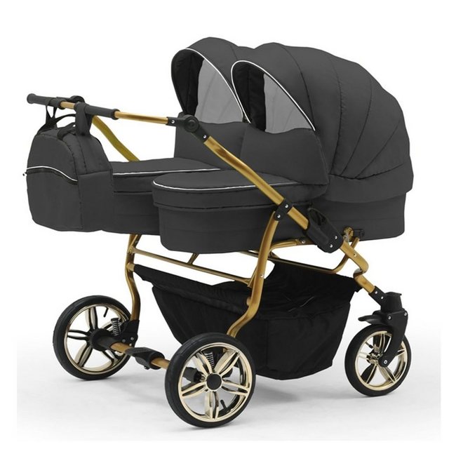 Bild von BabyMerc Zwillingswagen Duet Lux Gold 2 in 1 inkl. Sportsitze in 20 Farben