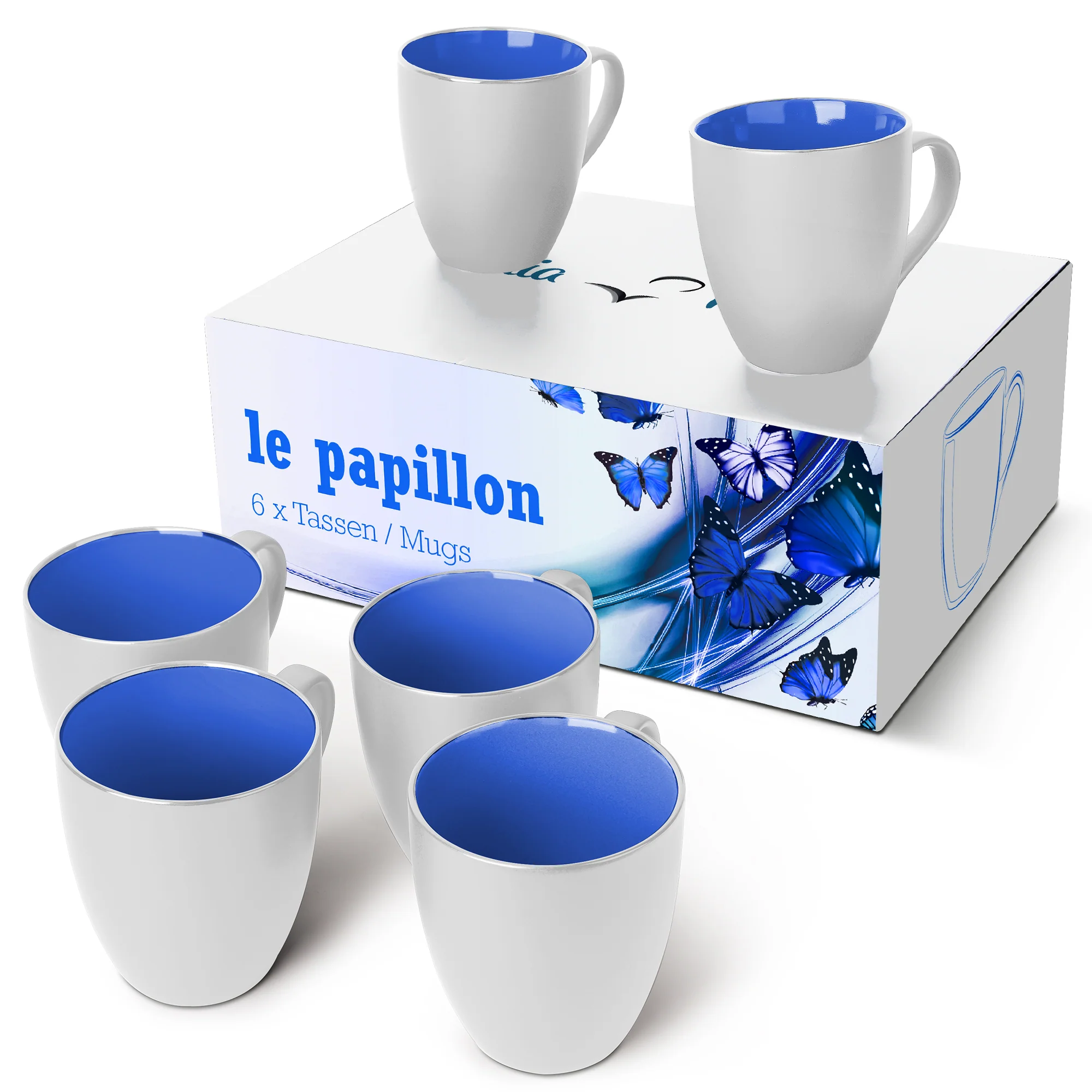 Bild von MIAMIO - Tassenset Le Papillon Au?en Wei?- Blau