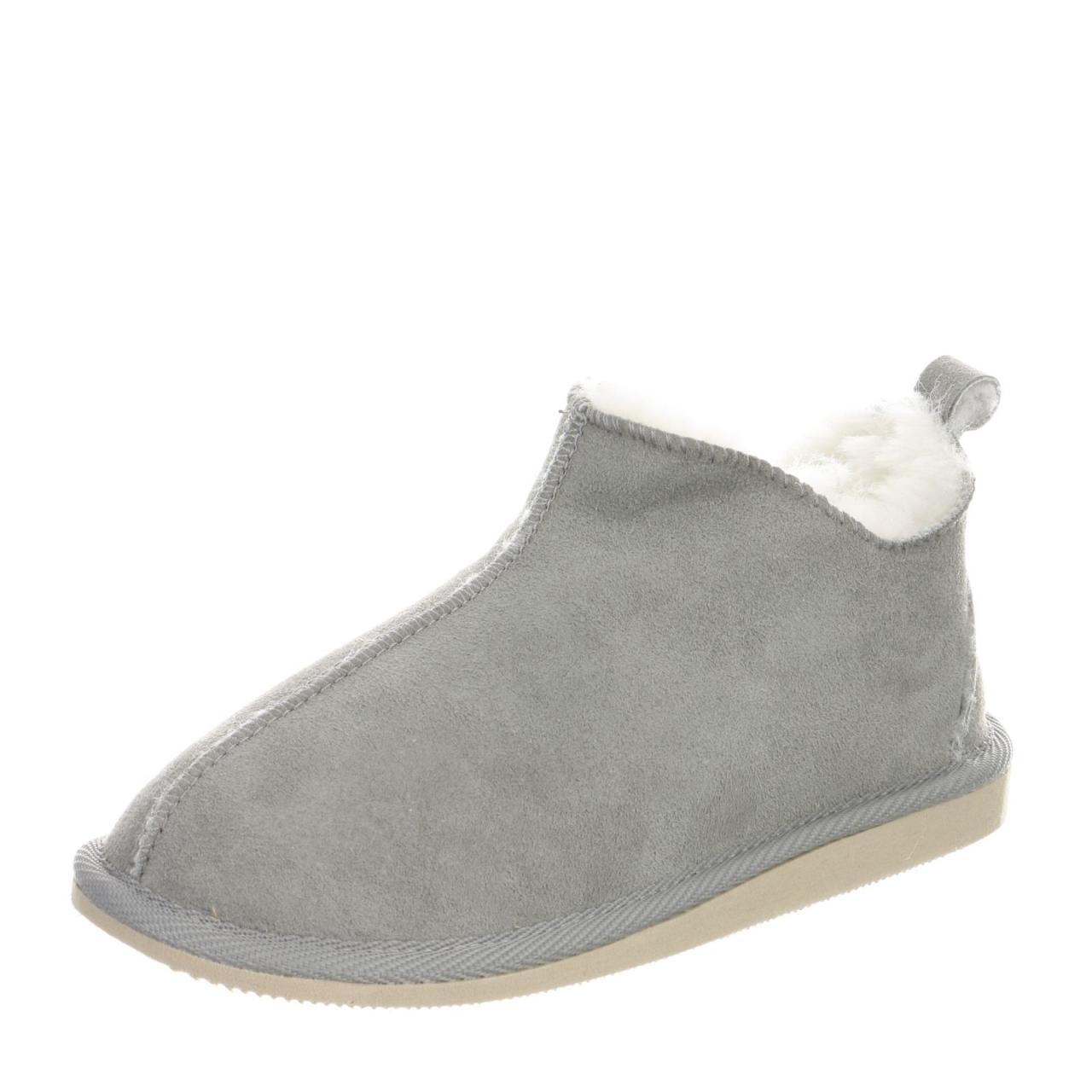 Bild von Lammfell Hausschuhe - CINDERELLA GRAU/WEIß Schuhgröße: EUR 42
