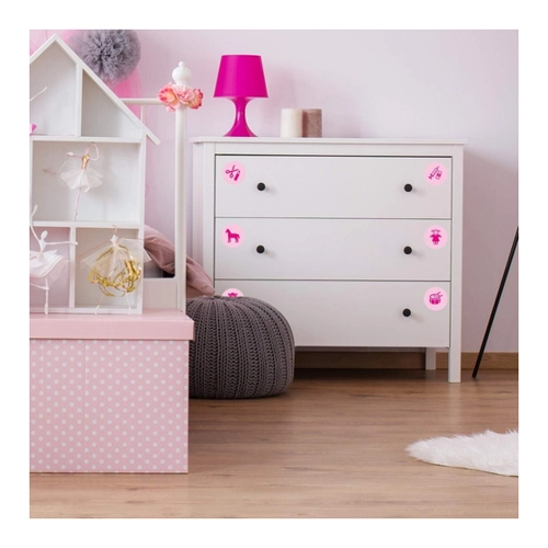 Bild von nikima Schönes für Kinder Möbelaufkleber Ordnungssticker für Spielzeug PINK/ROSA - Möbelfolie Kinderzimmer