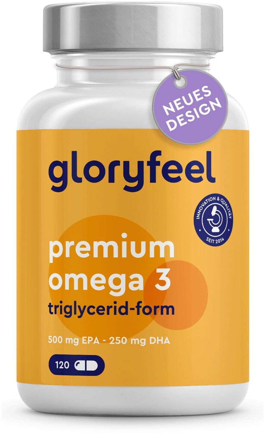 Bild von GloryFeel nature Omega 3 500mg EPA + 250mg DHA Kapseln (120 Stk.)