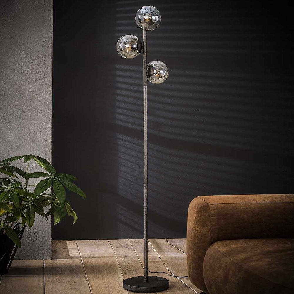 Bild von famlights | Stehleuchte Lisa aus Metall und Glas in Silber 3xE27 1700 mm