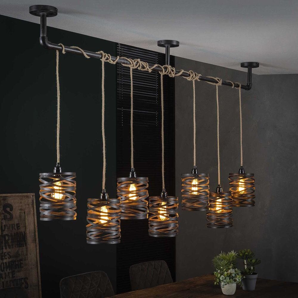 Bild von famlights Retro Deckenlampe Grace für Esstisch/Vintage Pendelleuchte/Esszimmerlampe industrial Dimmbar Hängelampe Metall Esszimmer/Deckenleuchte Pendelleuchte Hängeleuchte rustikal landhaus E27
