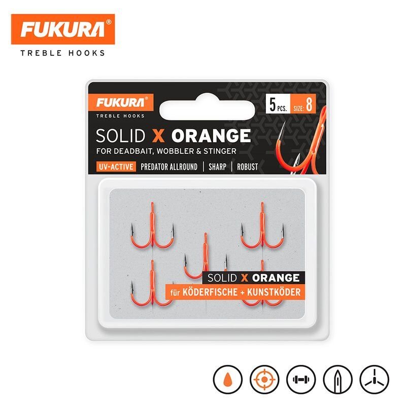 Bild von Fukura Solid X Orange Drillinge - Drillingshaken
