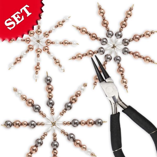 Bild von Bastelset Perlensterne "Copper", über 300 Perlen +Metalldraht +Rundzange