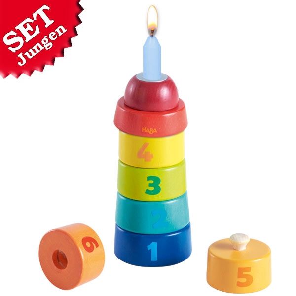 Bild von Geburtstagsturm Set, Haba, für Jungen, 17 tlg