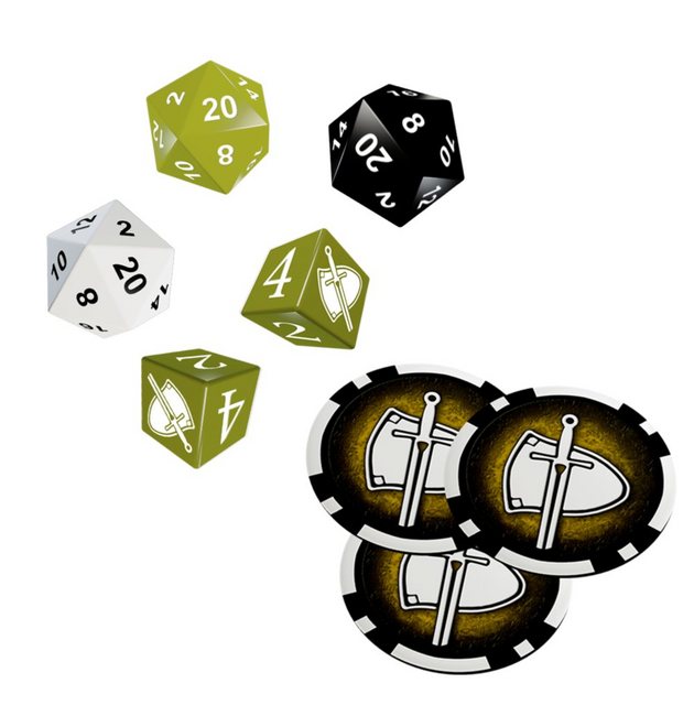 Bild von Ulisses Spiele Spiel Das Schwarze Auge, DSA5 Einsteigerbox: Krieger, Würfel- & Chipset