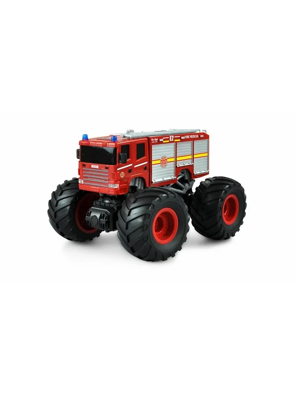 Bild von Amewi 22481 Monster Feuerwehr Truck 1:18, ferngesteuert, LED, Beleuchtung, Sound, RTR rot