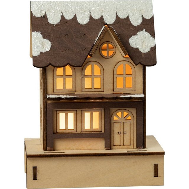 Bild von HGD Holz-Glas-Design Weihnachtsfigur LED Stadthaus Weihnachtsdekoration (Stück, 1 St., 1 Weihnachtsfigur)