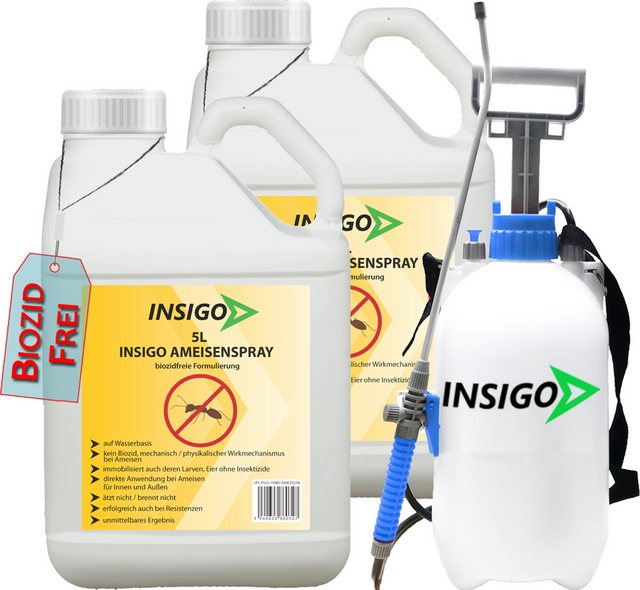 Bild von INSIGO Insektenspray Anti Ameisen-Spray Ameisen-Mittel Ungeziefer-Spray, 10 l, 10000 ml, biozidfreie Formel, auf Wasserbasis, geruchsarm, brennt / ätzt nicht