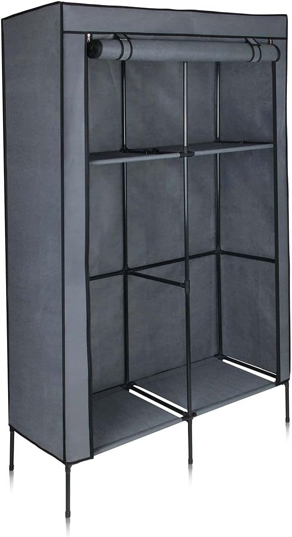 Bild von yourGEAR Kleiderschrank yourGEAR Kleiderschrank Grado - Stoffschrank 108 x 45 x 175 cm Schrank mit 2 Kleiderstangen und 4 Ablagen