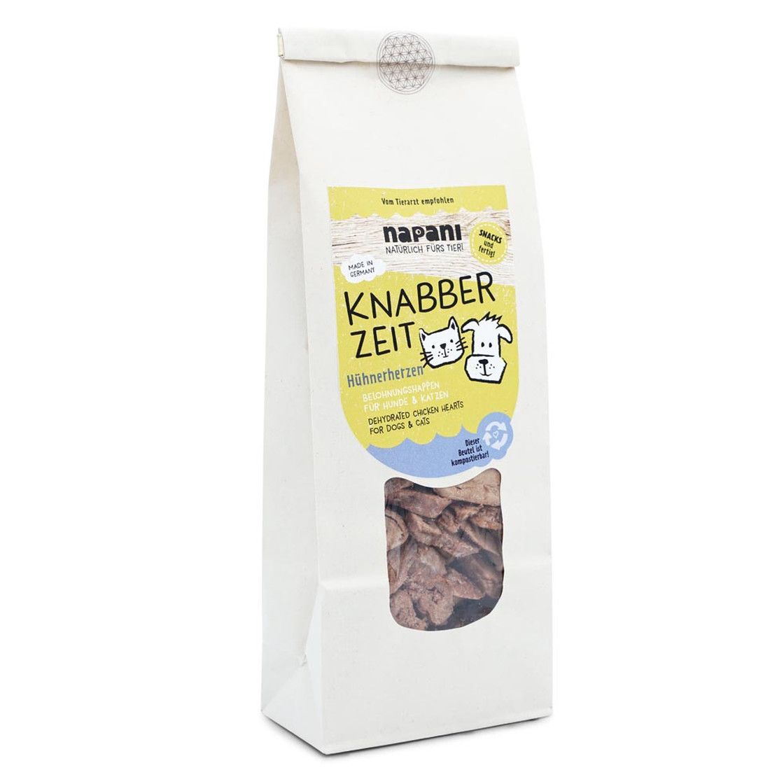 Bild von napani Knabber Zeit - Hühnerherzen gefriergetrocknet - Snack für Hunde & Katzen