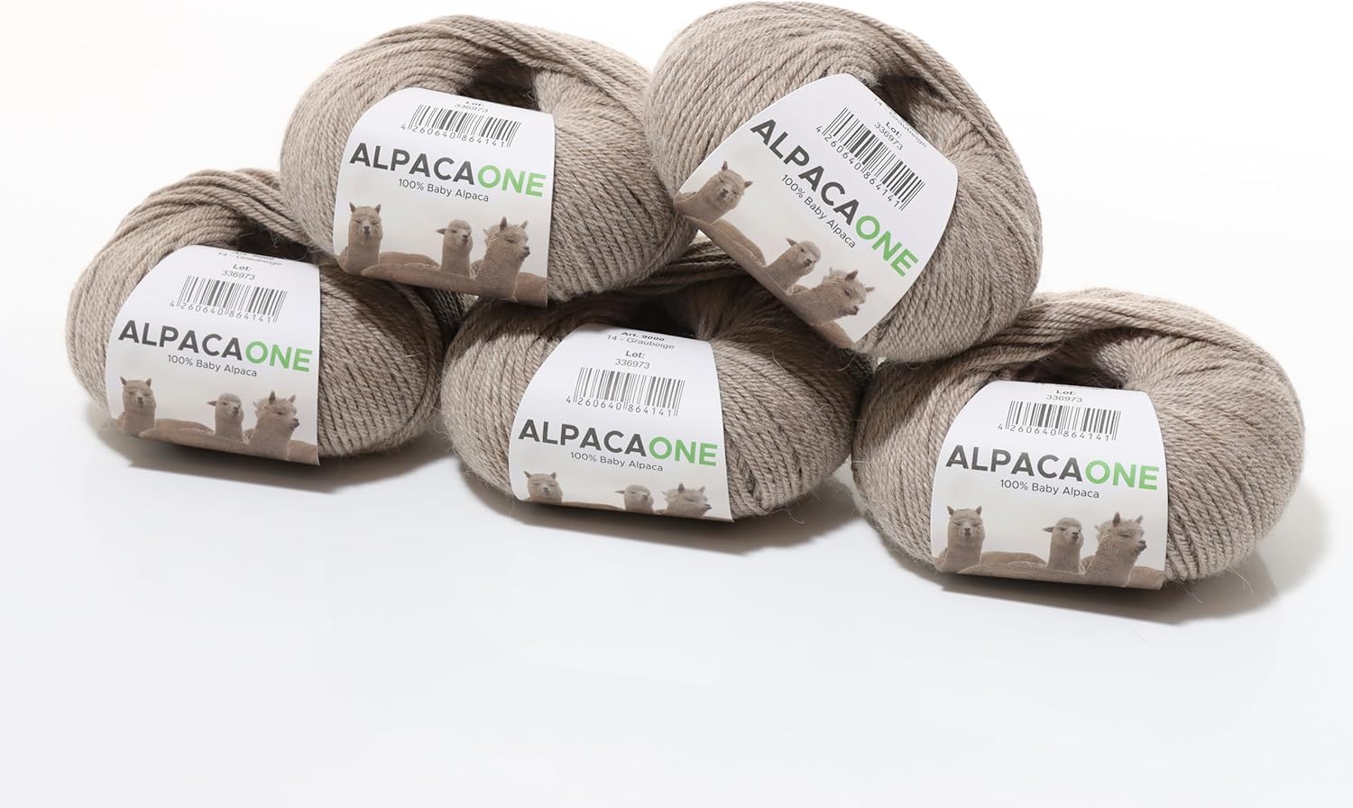 Bild von Max Lindner, AlpacaOne : 100 % Alpakawolle zum Stricken und Häkeln, Häkelwolle, 112,00 m (5-Knäuel im Paket á 50 g), einzigartige Luxuswolle aus 100% Baby Alpaka