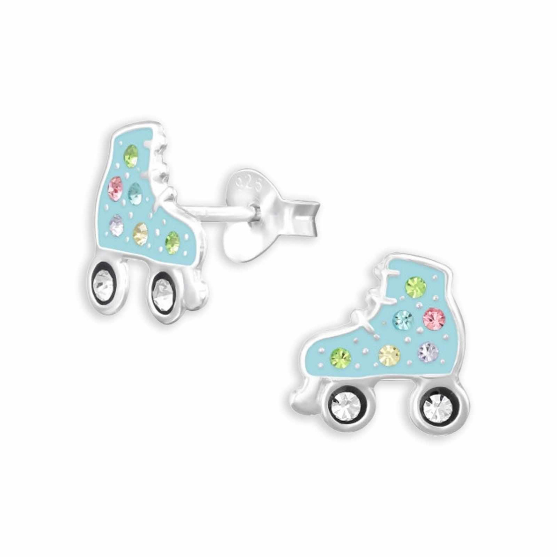 Bild von Monkimau Ohrring-Set Kinderohrstecker Rollschuhe aus 925 Sterling Silber Kristall, Hypoallergen