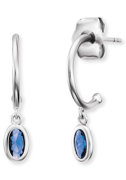Bild von Engelsrufer Damen Creole aus Sterling Silber - besetzt mit 2 blauen Zirkonia Steinen - Steckverschluss - nickelfrei - 18mm