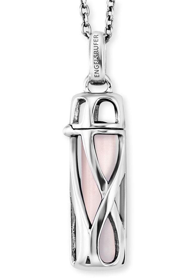 Bild von Engelsrufer Damen Halskette aus Sterling Silber mit austauschbarem Kraftstein Anhänger Rosenquarz Größe S - Karabinerverschluss - in zwei Längen verstellbar - nickelfrei