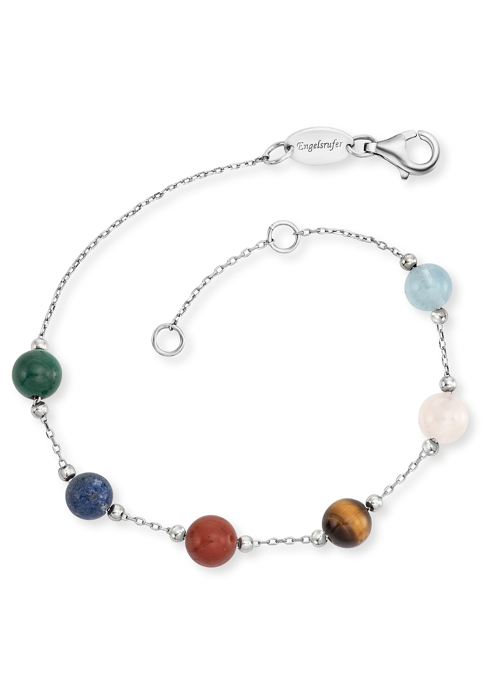 Bild von Engelsrufer Damen Armband aus Sterling Silber und sechs Kraftsteinen, echte Edelsteine, Karabinerverschluss, in zwei Längen verstellbar, nickelfrei, ERB-LILGEM-6ST