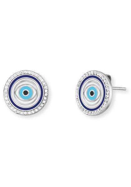 Bild von Engelsrufer Damen Ohrringe Ohrstecker aus Sterling Silber mit Nazar Auge Symbol - Steckverschluss - besetzt mit 60 Zirkonia Steinen - nickelfrei - 11mm
