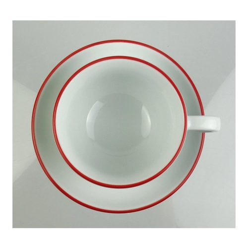 Bild von Ancap Cappuccinotasse dickwandig, roter Rand, Made in Italy, Porzellan, 2-teilig