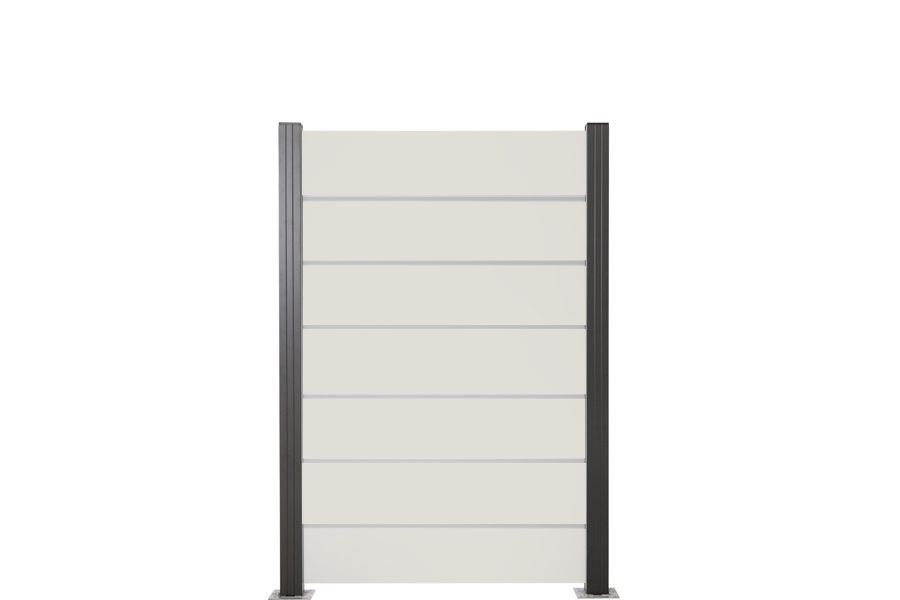 Bild von Glas-Sichtschutz Glaszaun Creme weiß Streifen Dekor 82 Höhe 120 cm, Breite 103 cm