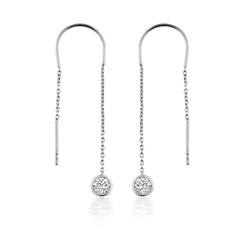 Bild von dKeniz Paar Ohrhänger »925/- Sterling Silber rhodiniert Glänzend 8cm Zirkonia Weiß«