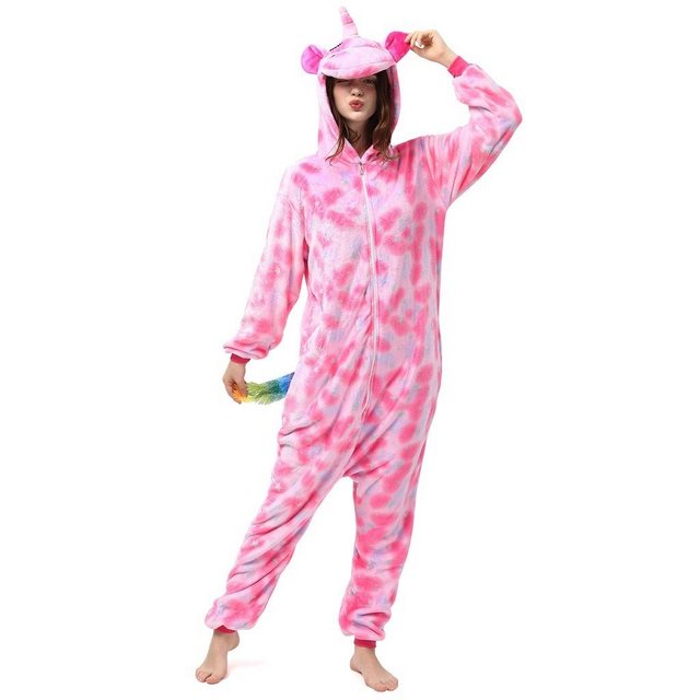 Bild von Katara Partyanzug Einhörner Jumpsuit Onesie Erwachsenen Kostüm S-XL, Karneval - Kostüm, Kigurumi - Einhorn Pink/Rosa Sterne S (145-155cm)