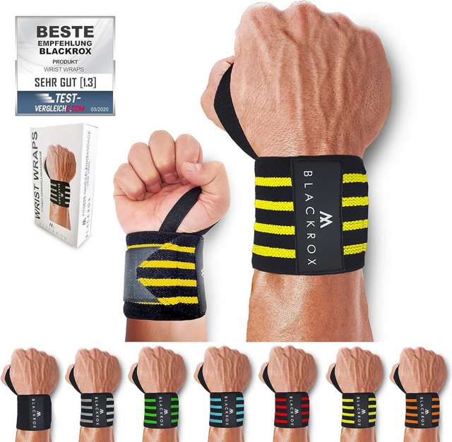 Bild von BLACKROX Handgelenkbandage Wrist Wraps Beast Killer 2x Handgelenkstütze Mann Frau Handgelenk Bandage für Sport, Fitness, Gym Bodybuilding powerlifting weightlifting kraftsport (Gelb)