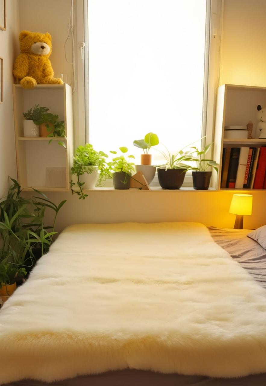 Bild von Bettauflage 160 x 80 cm aus Lammfell pflanzliche Gerbung