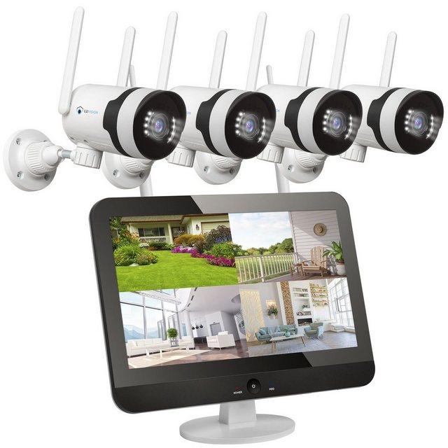 Bild von 【5MP + PTZ + PC Software】 WLAN Überwachungssystem Aussen Monitor, Überwachungskamera Set NVR, WiFi IP Kamera, Nachtsicht, 2-Wege Audio, Mikrofon, App, Alarm, Sirene, Autotracking, Bewegu