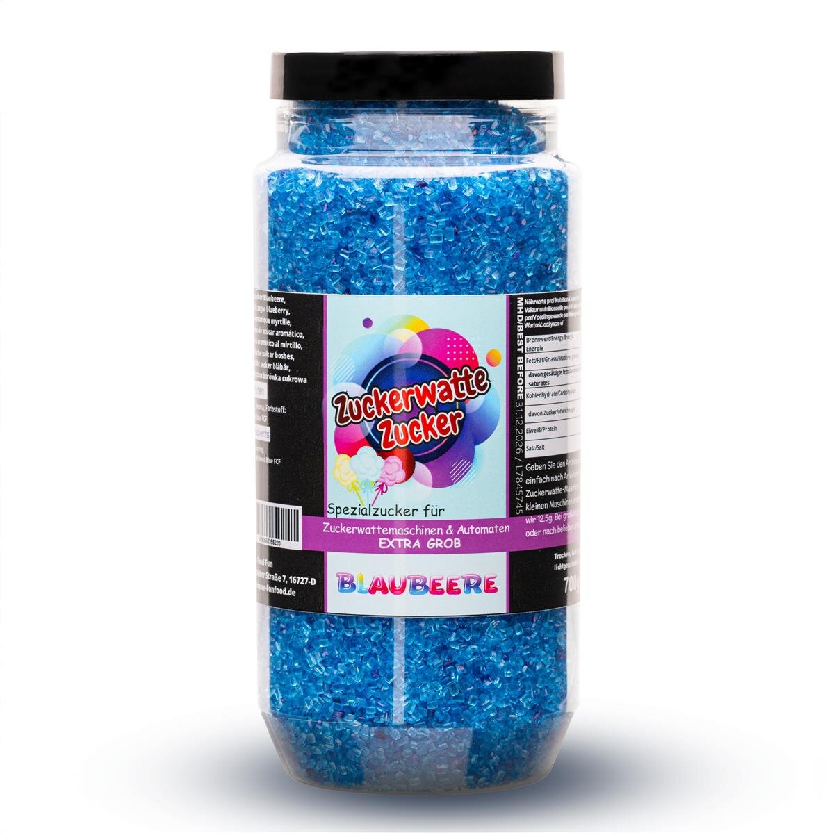 Bild von Zuckerwattezucker Grob Blaubeere Blau Dose 700g Spezialzucker