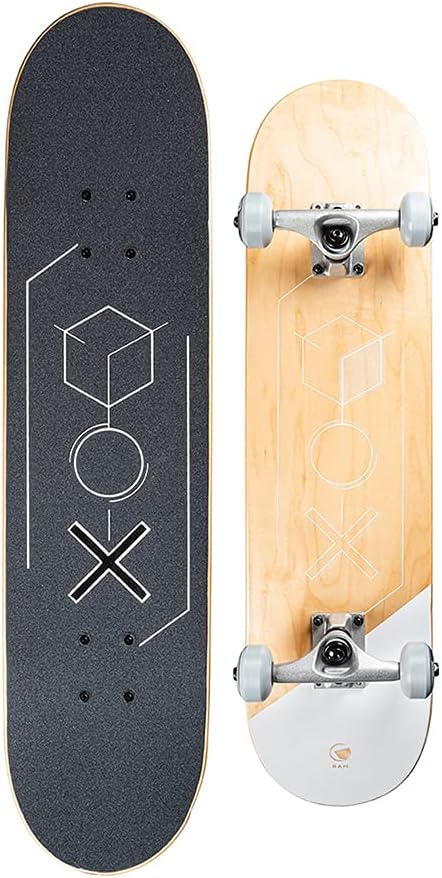 Bild von RAM Skateboard Komplettboard Holzboard Kinder Erwachsene Ahorn Funboard ABEC-9 Signo Blanc