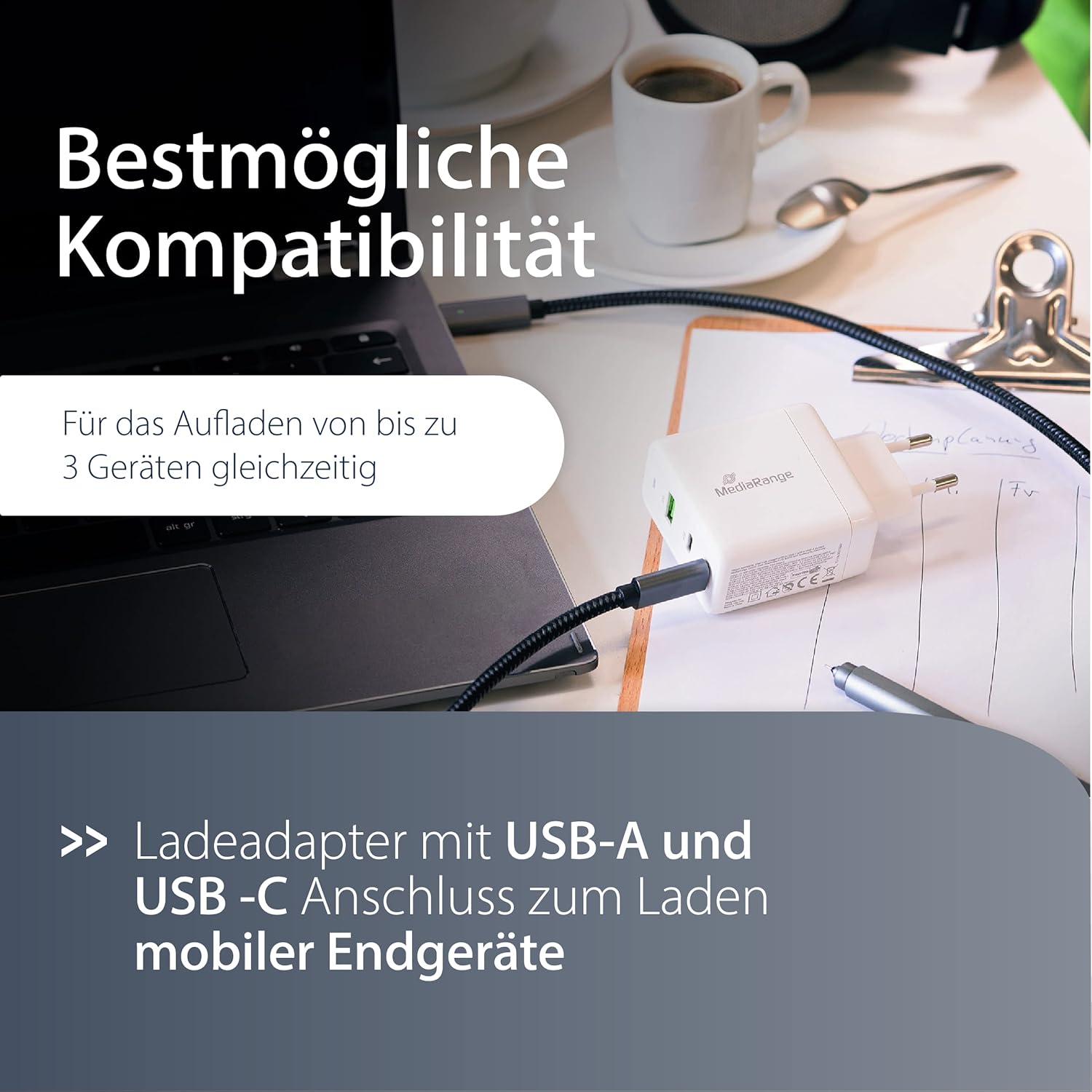 Bild von MediaRange USB-Ladeadapter - 2-Port Steckdosen-Ladeadapter 12W, 2X USB-A Ausgang zum gleichzeitigen Laden von Mehreren Endgeräten