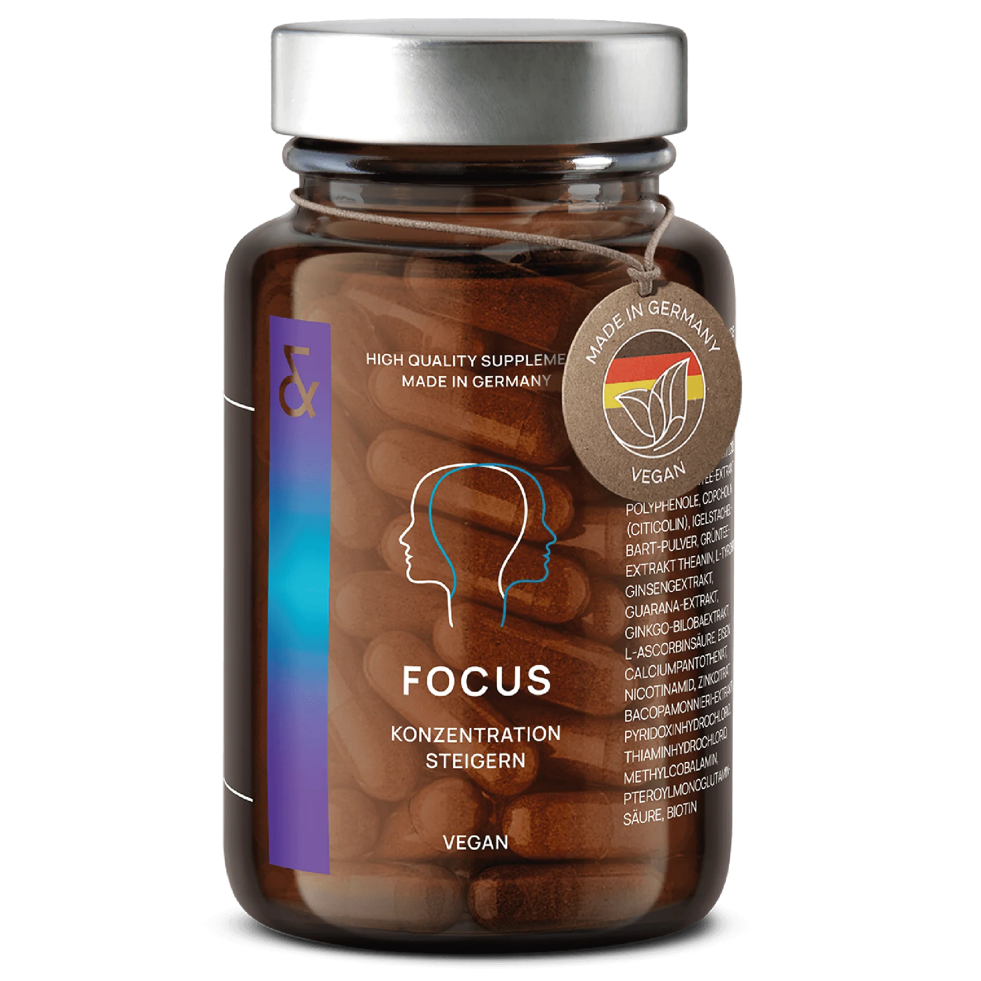 Bild von N°4 FOCUS - Nootropika Brain Booster - Gehirnleistung +&nbsp;Konzentration steigern mit CDP Cholin (Citicolin) + Ginko Biloba + Brahmi Extrakt - 60 Kapseln